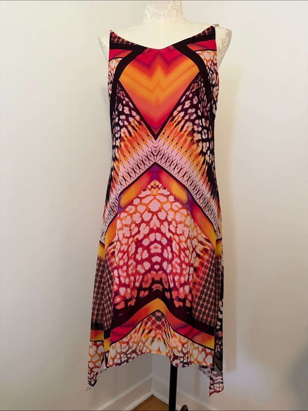 Vibrant Multicolor Shift Dress sz XL CHIFFON GORGEOUS!